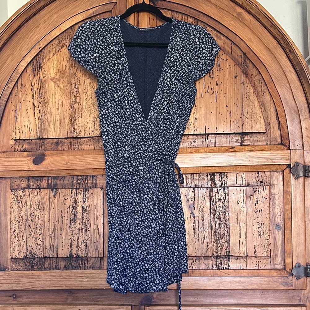 Brandy Melville Blue Floral Wrap Dress
